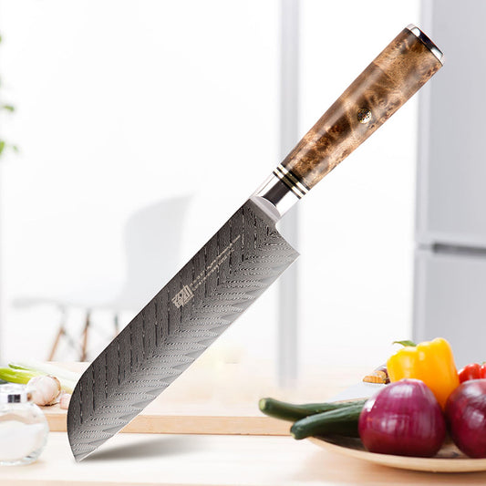 Damascus Chef Knife 7 Inch Sande Knife Fish Bone Pattern Sharp Sushi Knife Household Fish Raw Knife