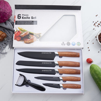 Stainless Steel Knife Wooden Handle Knife Set Kitchen Six-Piece Set Kitchen Knife Fruit Knife Gift Set Knife