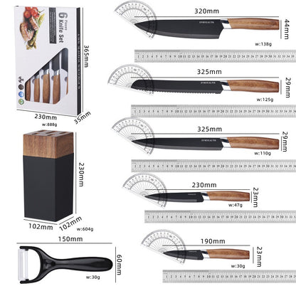 Stainless Steel Knife Wooden Handle Knife Set Kitchen Six-Piece Set Kitchen Knife Fruit Knife Gift Set Knife