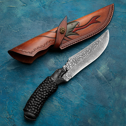 Damascus Steel Handmade High Hardness Outdoor Wilderness Survival Knife